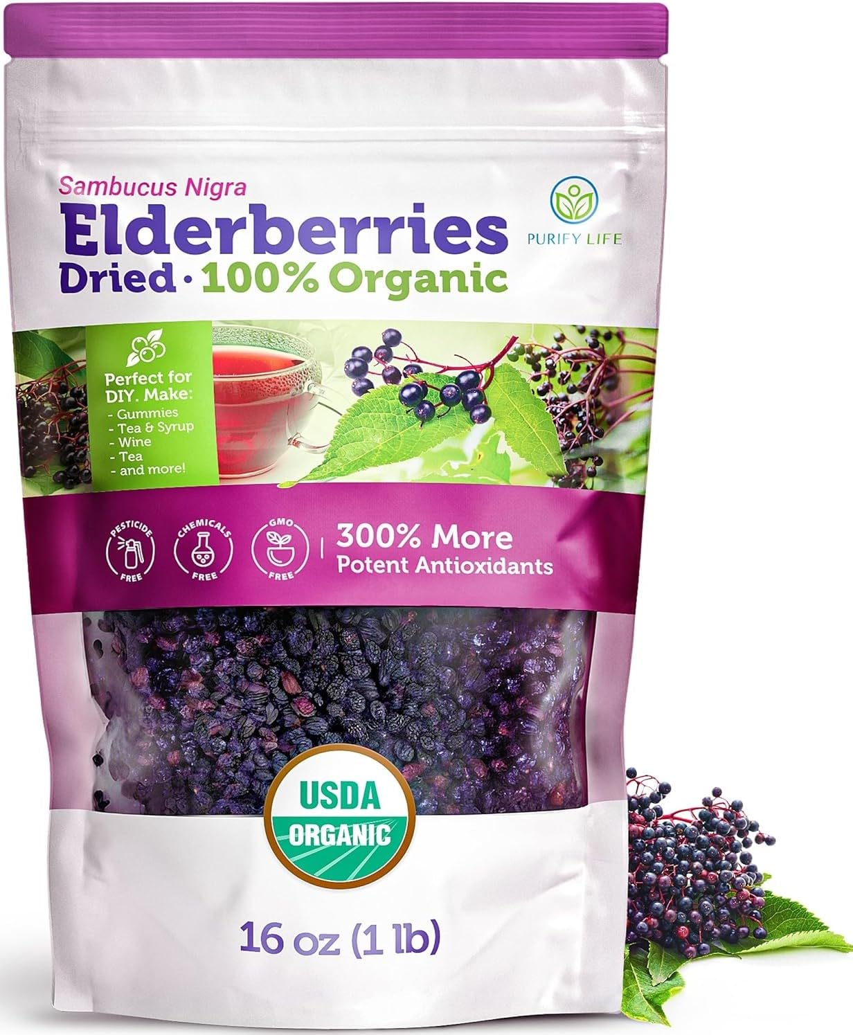 Amazon.com: Certified USDA - 100% Organic Dried Elderberries - 1lb